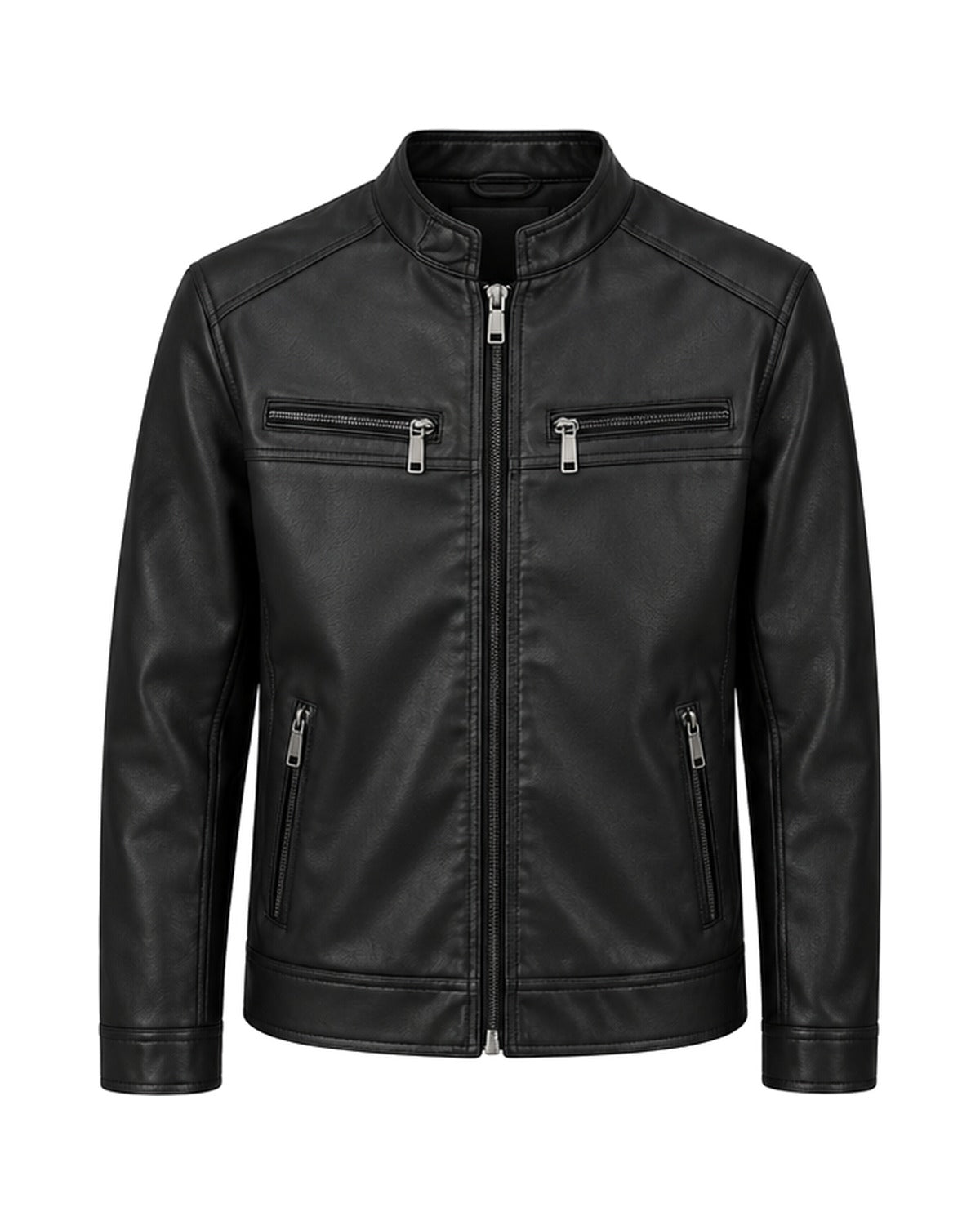 Chaqueta negra efecto cuero, vista frontal
