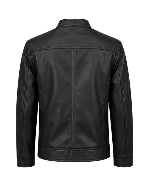 Chaqueta negra efecto cuero, vista trasera